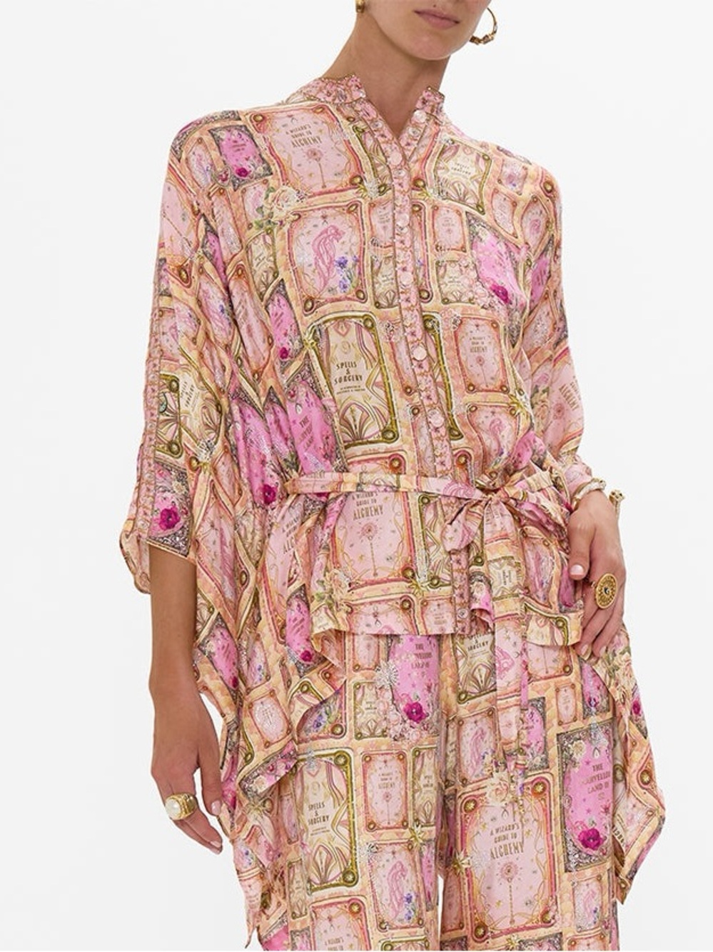 Camilla Totally Ozmopolitan Silk Scarf Blouse, New, Button Down, Belt, (Fits OS)